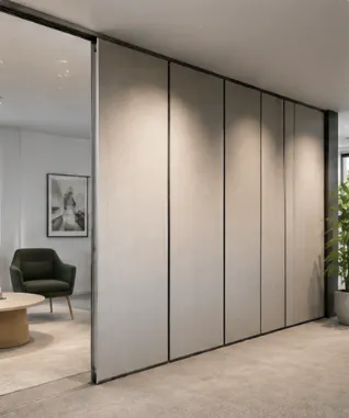 Mobiele paneelwand met akoestische beplating in modern kantoor — Spijker BV