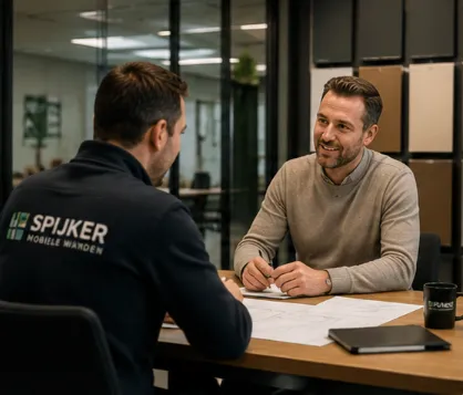 Spijker BV adviseur tijdens advies en inmeten van projectwand op locatie